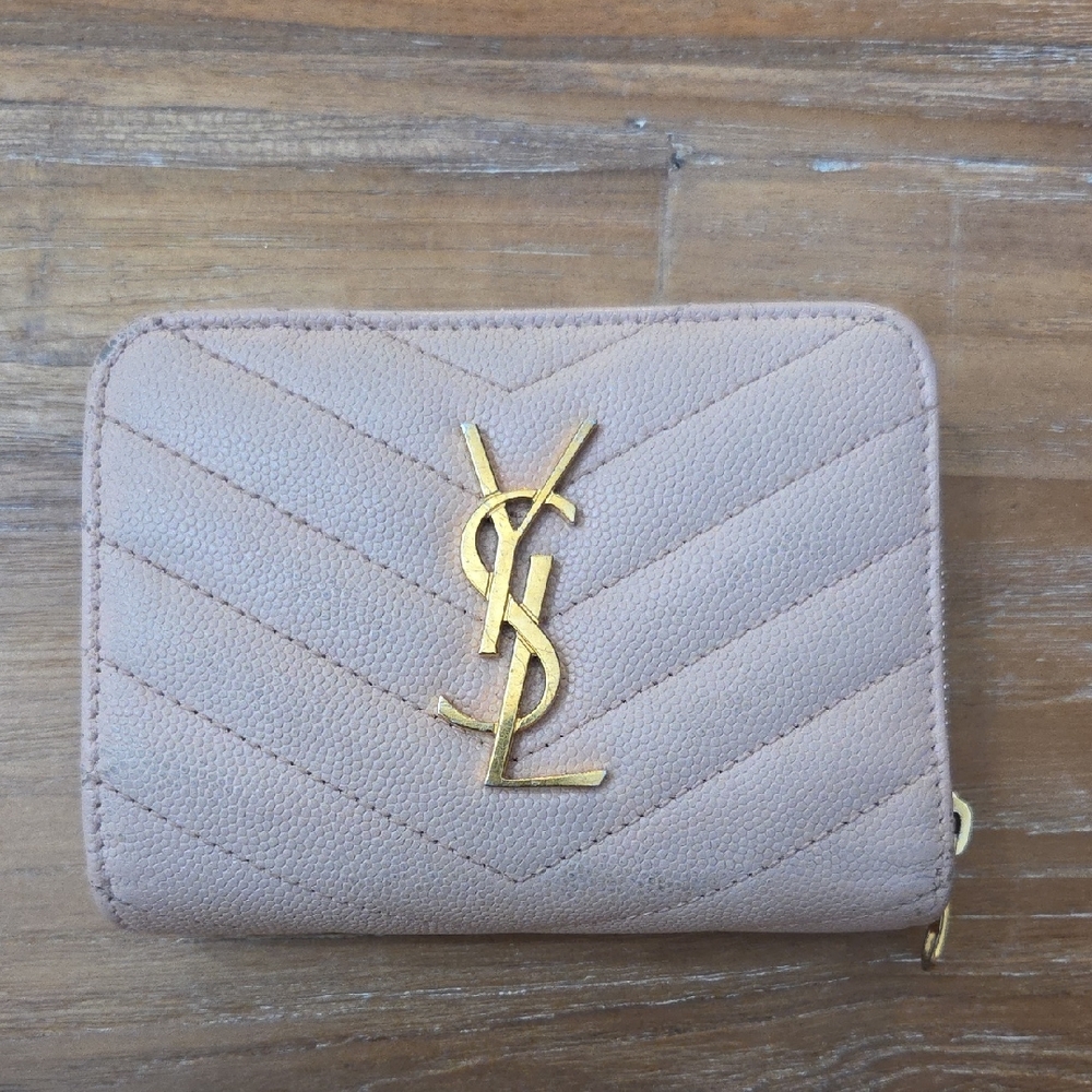Yves Saint Laurent Tan Quilted Wallet With COA and Unbranded Dust Bag
